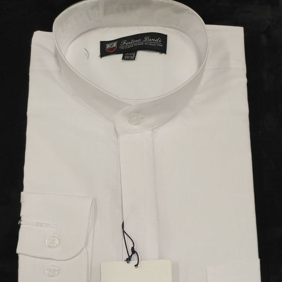 Fortino Landi Other - COPY - MEN'S FORTINO LANDI WHITE BANDED COLLAR DRESS SHIRT. REGULAR FIT.